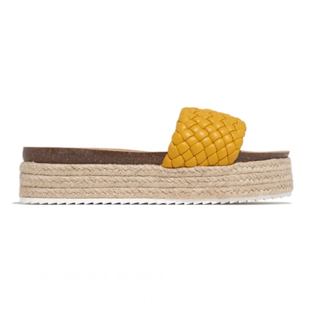 Yellow Braided One Band Platform Slip On Sandal - Picture 8 of 10